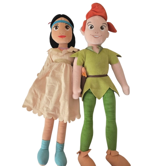 Disney Store Plush Doll Pair - Peter Pan and Pocahontas